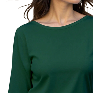 Womens <b>Cute</b> Casual Three Quarter Sleeve Solid Breathable Soft Stretch Knit Crew Neck Loose Fit Everyday Fashion Blouse Spring - Product Image 3