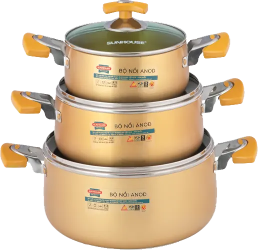 Bán chạy nhất sang trọng nấu ăn Chậu đặt chất lượng cao Anodized 3 chậu Cookware Set cho nấu ăn tại nhà