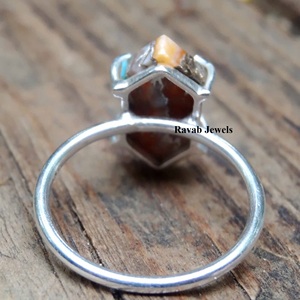Anillo de eternidad de plata esterlina personalizable ostra espinosa cobre turquesa piedra preciosa rodiada para bodas y fiestas - Product Image 4