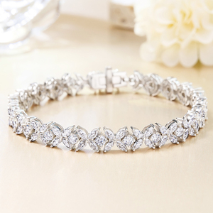 Pulseras de tenis clásicas de plata 925 con baño de rodio, con moissanita talla marquesa, color D, VVS, certificadas GRA, para mujer, venta al por mayor a granel - Product Image 1
