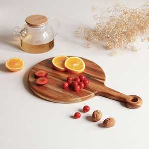 Bloques de corte de madera de acacia con diseño redondo para cortar verduras y carne en la cocina Restaurante Uso en hoteles - Product Image 3