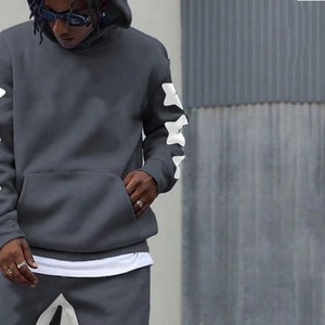 Conjunto de Sudadera y Pantalones Deportivos Personalizados para Hombre, 2 Piezas, Chándal con Logotipo, Estampado Gráfico Cuadrado en 3D, Proveedor de Chándales Apilados - Product Image 4