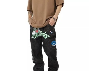 กางเกงยีนส์ขาตรงสีฟ้าขากว้างกางเกงยีนส์เดนิมยีนส์ขาตรงขนาดใหญ่สำหรับผู้ชายใหม่ - Product Image 1