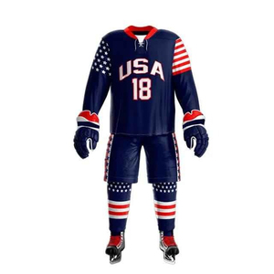 Vêtements d'équipe sportive Maillot et pantalon de hockey sur glace 100% polyester pour la pratique Vente en gros d'uniformes de hockey sur glace souple de qualité supérieure OEM - Product Image 6