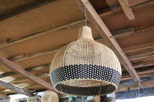 Lámpara Colgante LED Vintage Hecha a Mano de Ratán y Hierro, en Oferta, con Tamaño y Color Personalizables - Product Image 2