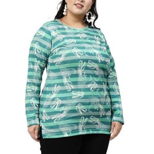 T-shirt décontracté en coton entièrement imprimé pour femmes Design classique à manches longues imprimé avec logo T-shirt grande taille pour femmes - Product Image 3