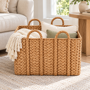 Cesta de Almacenamiento Rectangular de Mimbre Ecológica Personalizable con Asas Trenzadas para Organización del Hogar y Decoración, Venta al Por Mayor - Product Image 6