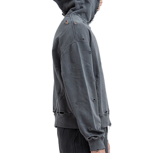 Sweats à capuche légers d'hiver décontractés en coton mélangé pour hommes Séchage rapide Basics Respirant Distressed Design Impression numérique - Product Image 3