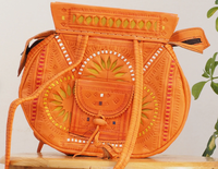 OEM Fas Taşlı Kilitli El Yapımı Berber Hakiki Deri Kız Çocuk Bohem Omuz Çantası Özelleştirilebilir Parlak Turuncu Vintage Moda