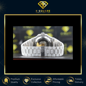 Nhà máy trực tiếp cung cấp thạch anh tự động Analog vvs thép không gỉ Vòng phong trào moissanite kim cương xem để bán - Product Image 3