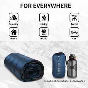 Edredón hinchado portátil ligero patrón sólido capa cálida a prueba de viento para acampar al aire libre playa Picnics fondos activos con broches - Product Image 6