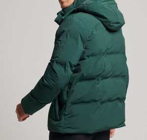 Veste matelassée en toile décontractée personnalisable à capuche épaisse et chaude pour l'extérieur avec fermeture éclair personnalisée sur le devant imperméable et coupe-vent pour hommes - Product Image 2