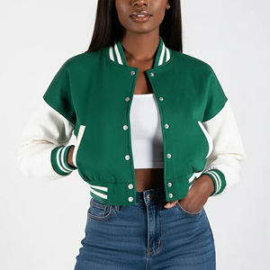 Veste universitaire matelassée imperméable à épaules tombantes et blocs de couleur pour femme, avec logo brodé personnalisé, style streetwear, OEM/ODM - Product Image 5