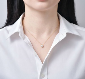 Collar con Colgante de Moissanita Solitario de Alta Calidad, Nueva Tendencia, Plata de Ley 925, Color D, Corte Brillante VVS, 5 mm, 0.50 ct, para Mujer - Product Image 5