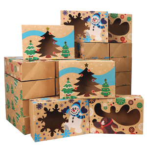 Candy Treat Emballage de biscuits Candy Treat Carton Kraft Food Petits récipients <span class=keywords><strong>avec</strong></span> couvercle pour boîtes à biscuits de Noël - Product Image 1