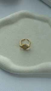 Anillo de declaración con cuentas chapadas en oro de Plata de Ley 925 auténtica, diseño ajustable de alta calidad, Zirconia cúbica, excelente regalo para - Product Image 5