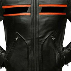 Chaqueta de cuero de motocicleta para hombre Chaqueta corta ajustada de cuero genuino de moto para hombre - Product Image 4