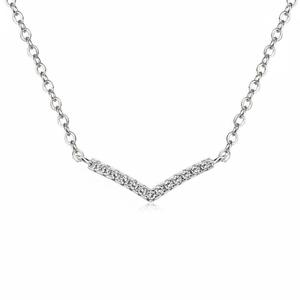 Collier pendentif en argent sterling 925 avec moissanite, forme en V incurvée, minimaliste et simple, tendance pour femmes, fabriqué par un fabricant de bijoux - Product Image 2