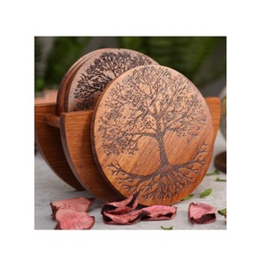 Home ware coffee tea glass Wooden coasters Best Price Hot Selling Handmade Designer Collection kitchen wares - Product Image 1