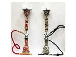 Cachimba de Lujo de Tamaño Mediano, Hecha a Mano, de Acero Inoxidable con Lacado de Nácar, Diseño Árabe Colorido, Estilo Egipcio, para Fumar Shisha - Product Image 2