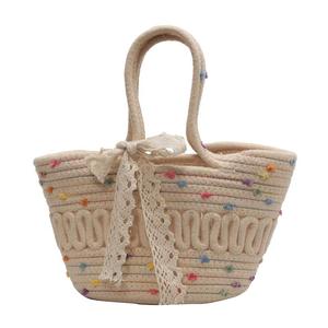 Bolso de Playa de Paja Tejido a Mano, Estilo 2025, para Mujer, Moderno, Estilo Vacacional, de Ratán, con Cierre Abierto - Product Image 5