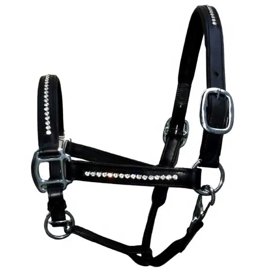 Lightweight Customize Horse leather Halter softy padded Iron fitting crystal/ Smart leather horse halter softy padded