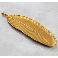 Plateau de service en forme de double feuille de meilleure qualité Ustensiles de cuisine décoratifs en laiton pour restaurant à des fins décoratives