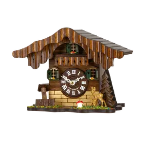 カッコウコールまたはウェストミンスターチャイム付きの小さな伝統的な木製のクォーツ壁またはテーブルのお土産時計高品質ドイツ製