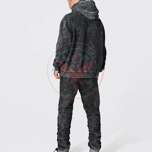 Wholesale Low Price Men Acid <b>Wash</b> Breathable Winter Hooded Casual Tracksuits High Quality New Arrival - Product Image 2