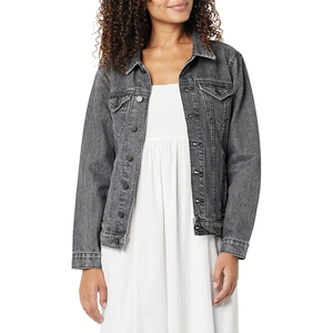 Nouvelle veste en jean élégante à la mode prix bon marché veste en jean pour femme à col rabattu de couleur unie - Product Image 1