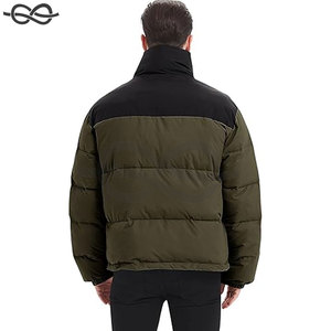 แจ็กเก็ตขนปลาปักเป้าสำหรับผู้ชายในฤดูหนาวมีกระเป๋ามีซิปคอตั้งดีไซน์เป็นฟองแนวย้อนยุค - Product Image 3