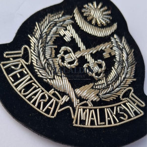 High Quality Custom Made MALAYSIAN 3D Embroidered <b>Silver</b> Badges for Uniforms Coats Jackets-Premium Canvas Fabric - Product Image 4