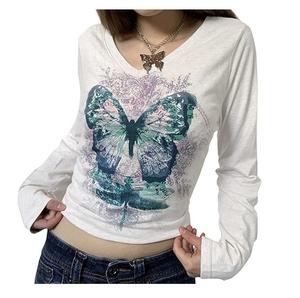 Bangladesh fabricant exportation 100% coton simple Jersey à manches longues décontracté imprimé hiver T-Shirt femmes grande taille écologique - Product Image 1