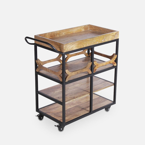 Carrito de servicio de bar Carrito de servicio de cocina móvil para el hogar Carrito de servicio de metal de lujo industrial de estilo dorado con rueda - Product Image 5