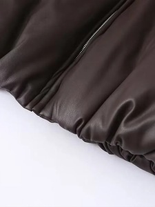 แจ็กเก็ตหนังสั้นลำลองสำหรับผู้หญิงขนาด XL เสื้อโค้ทพิมพ์ลายสำหรับขี่มอเตอร์ไซค์มีปกและซิป - Product Image 3