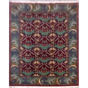 Tapis indien noué à la main, unique en son genre, 11'10 x 8'8'' - Product Image 1