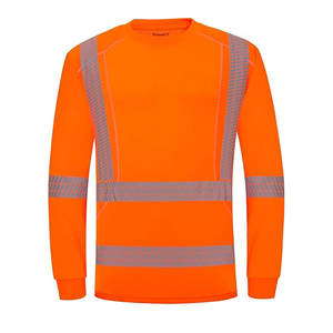 Camiseta de poliéster de manga larga reflectante fluorescente de alta visibilidad, camisa de trabajo de seguridad transpirable para construcción de almacenes - Product Image 1