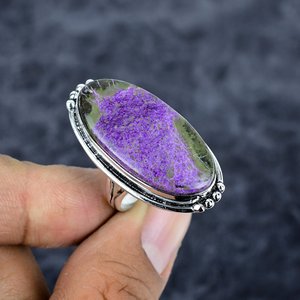 Purpurite 925 Sterling <b>Silver</b> Antique <b>Ring</b> Handmade Bohemian Oval Shape Gemstone Bezel Setting Wedding Anniversary <b>Ring</b> for <b>Men</b> - Product Image 1