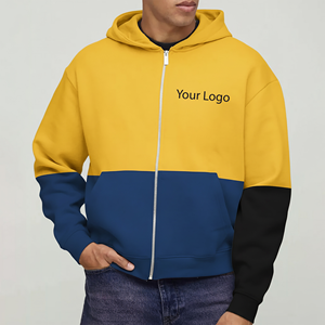 Nouveauté 2026 – Sweat à capuche décontracté pour homme, fermeture éclair intégrale, noir uni, logo brodé personnalisé, délavé, respirant, ODM, 100 % coton - Product Image 5