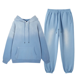 Sudadera con Capucha y Pantalón Deportivo para Hombre con Lavado Ácido Personalizado, Conjunto Deportivo Unisex de Dos Piezas con Lavado Ácido, Chándal de Felpa con Lavado Ácido - Product Image 1