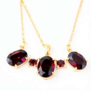 2025 New Arrival: Best-Selling Indian Garnet Gemstone Necklace with 925 Sterling <b>Silver</b> and 18K Gold Plating - Product Image 3