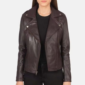 Chaquetas de cuero de moda para mujer de alta calidad MOQ bajo chaqueta de cuero genuino de todos los tamaños para la venta - Product Image 1