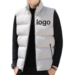Gilet matelassé sans manches pour homme avec logo personnalisé, coupe courte, coupe-vent, respirant, chaud, style décontracté, fermeture éclair - Product Image 6