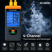 Meter Termokopel Tipe K 4 Saluran Perekam Data Suhu Alarm Visual & Suara Output CSV Dukungan OEM