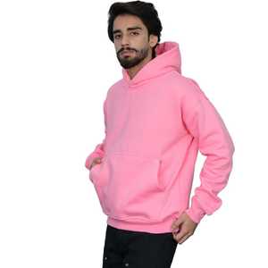 Felpa con cappuccio rosa pastello per uomo in pile di cotone con cappuccio Casual Streetwear pronto a spedire nessuna tariffa consegna rapida - Product Image 3