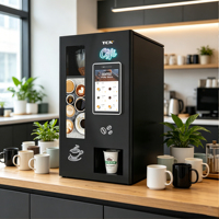 Distributeur automatique de café en grains TCN, petit modèle de bureau, entièrement automatique, paiement intelligent, écran tactile, pour bureau, hôtel, réception