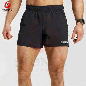 Pantalones cortos deportivos para hombre personalizados al por mayor, de punto, de lona, de secado rápido, transpirables, para entrenamiento - Product Image 5