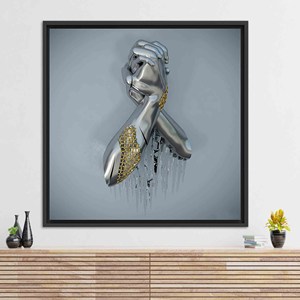 Toile d'art imprimée sur verre moderne - Décoration élégante pour chambre à coucher, toile encadrée noire - Product Image 1