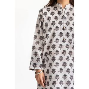 Ensemble coordonné pour femme en jacquard blanc imprimé avec décoration boutonnée - Product Image 2