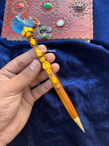 Bolígrafo promocional de cristal azul opalita hecho a mano al por mayor, bolígrafo mágico curativo de madera para escribir Reiki y regalos espirituales - Product Image 4